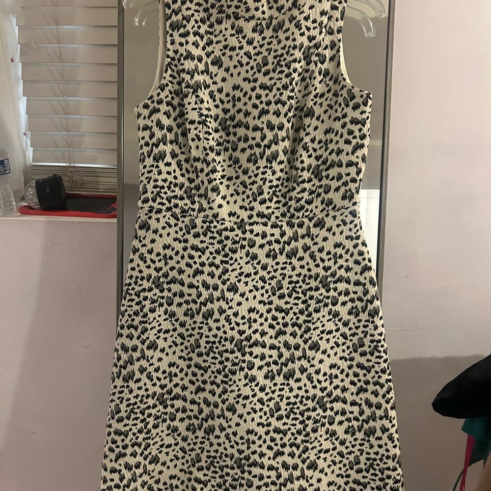Loft Black and White Animal Print Mini Dress
